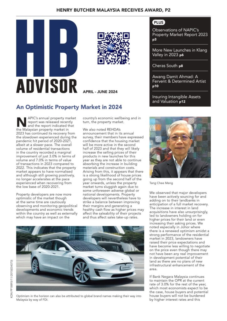 Malaysian real estate newsletter called HB Advisor by Henry Butcher Malaysia.